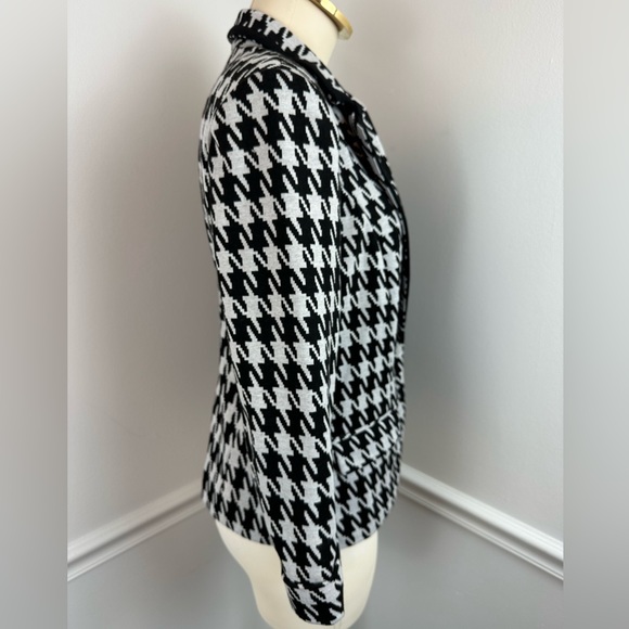 CATHERINE MALANDRINO Black White Houndstooth Career Blazer | Size Medium - Picture 4 of 13
